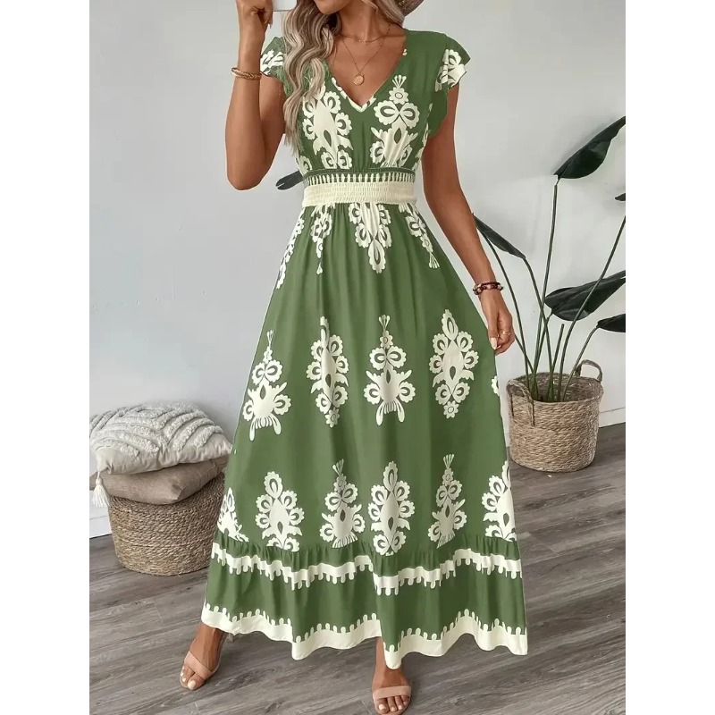 Tippet Line - Plus Size Nieuwe Damesmode Bloemenprint V-hals
